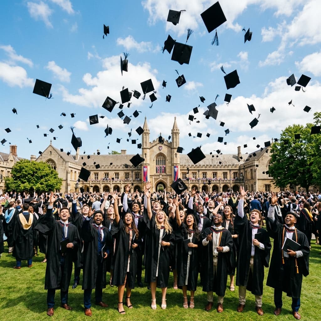 Students throwing graduation caps